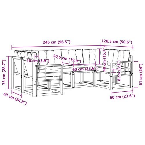 Комплект дивани за открито 6 pcs Натурален и Бежов
