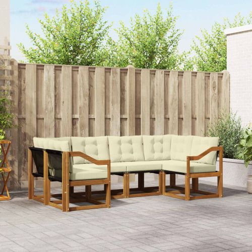 Комплект дивани за открито 6 pcs Натурален и Крема