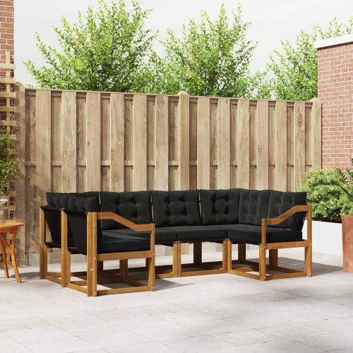 Комплект дивани за открито 6 pcs Естествено и черно