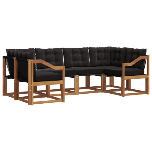 Комплект дивани за открито 6 pcs Естествено и черно