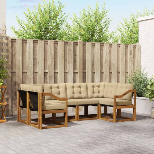 Комплект дивани за открито 6 pcs Натурален и Бежов