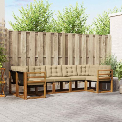 Комплект дивани за открито 7 pcs Натурален и Бежов