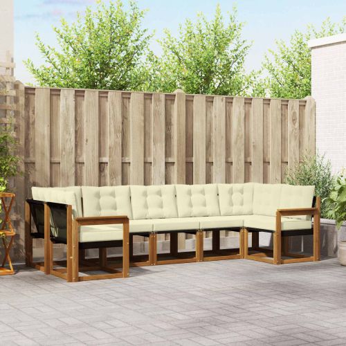 Комплект дивани за открито 7 pcs Натурален и Крема