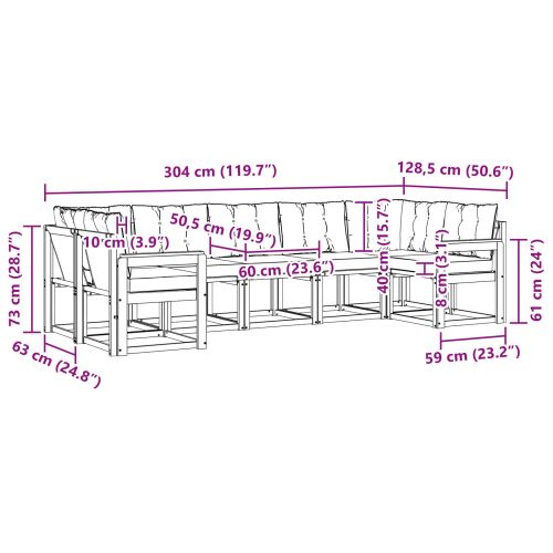 Комплект дивани за открито 7 pcs Естествено и черно