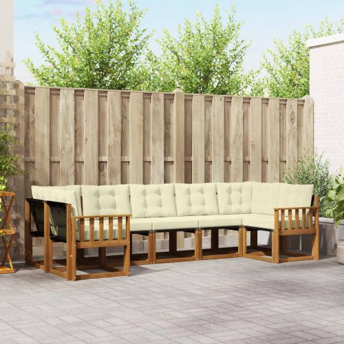 Комплект дивани за открито 7 pcs Натурален и Крема