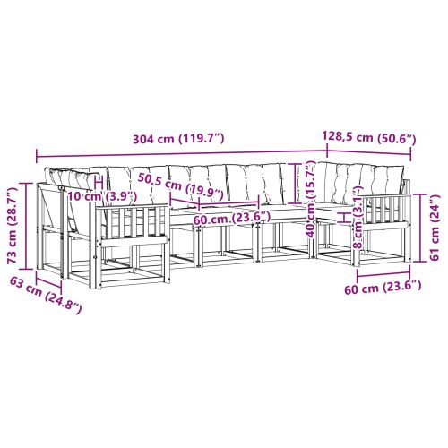 Комплект дивани за открито 7 pcs Естествено и черно