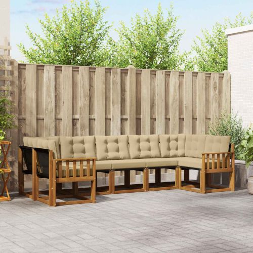 Комплект дивани за открито 7 pcs Натурален и Бежов