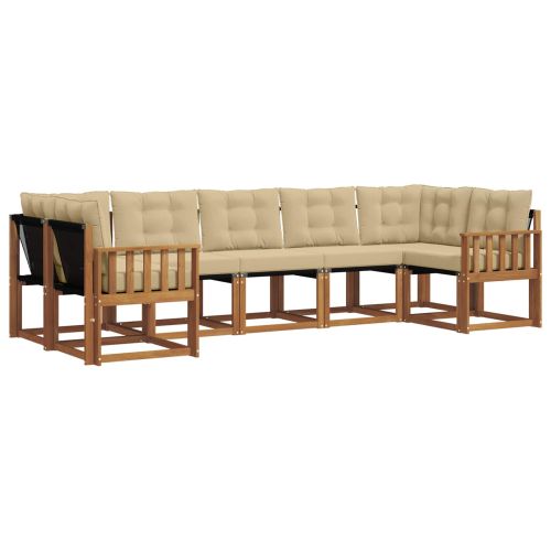 Комплект дивани за открито 7 pcs Натурален и Бежов