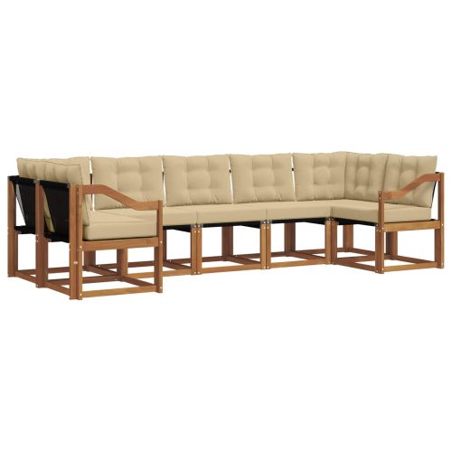 Комплект дивани за открито 7 pcs Натурален и Бежов