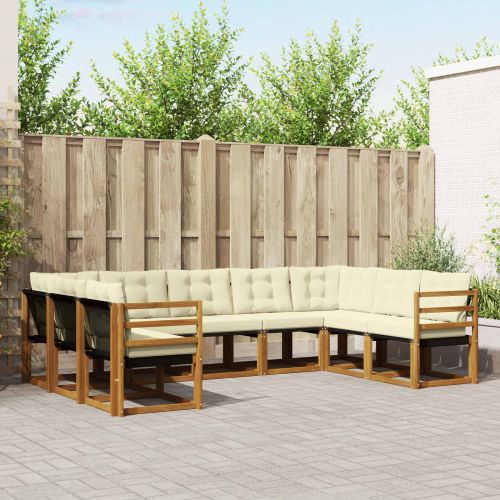 Комплект дивани за открито 9 pcs Натурален и Крема