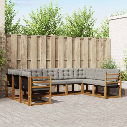 Комплект дивани за открито 9 pcs Естествено и светло сиво