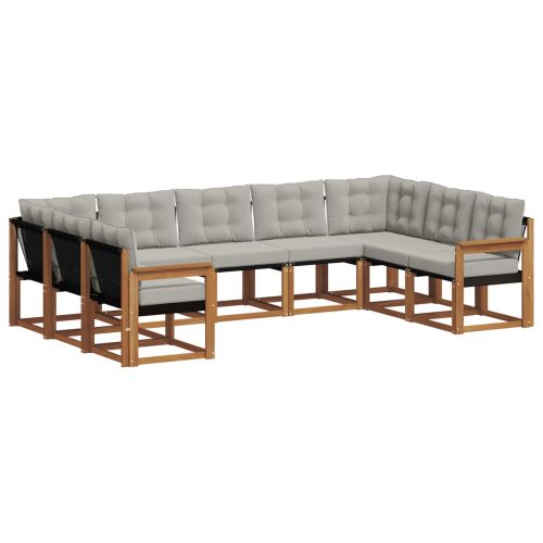 Комплект дивани за открито 9 pcs Естествено и светло сиво