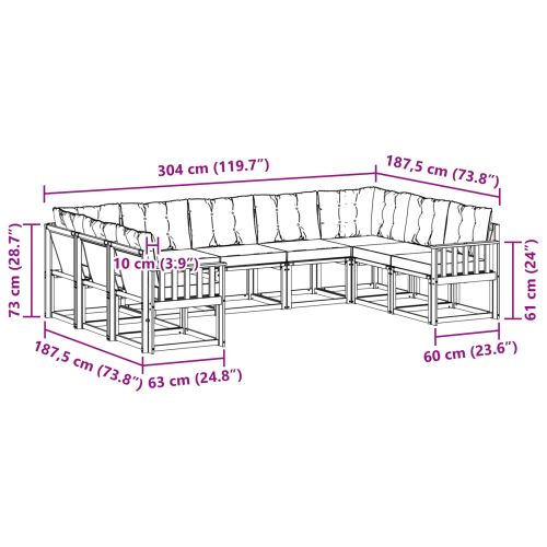 Комплект дивани за открито 29 pcs Натурален и Бежов