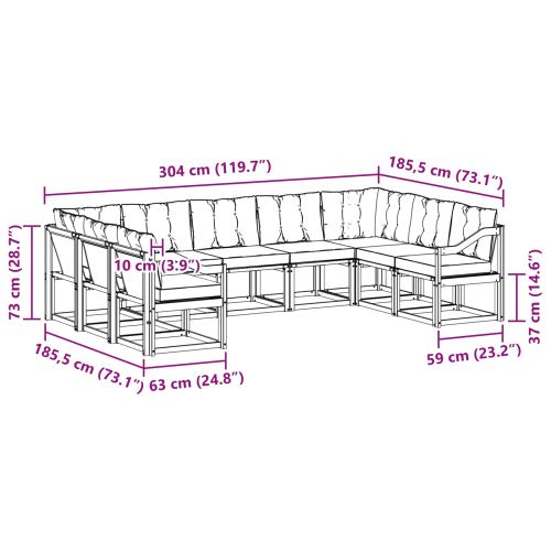 Комплект дивани за открито 29 pcs Натурален и Крема