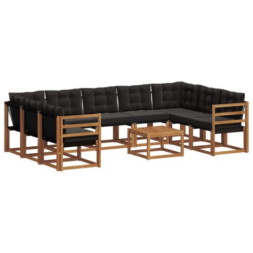 Комплект дивани за открито 10 pcs Естествено и черно