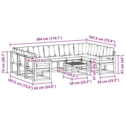 Комплект дивани за открито 30 pcs Натурален и Бежов