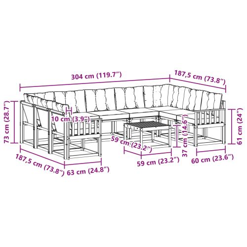 Комплект дивани за открито 30 pcs Естествено и светло сиво