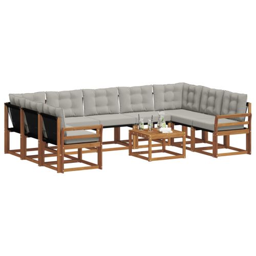 Комплект дивани за открито 10 pcs Естествено и светло сиво