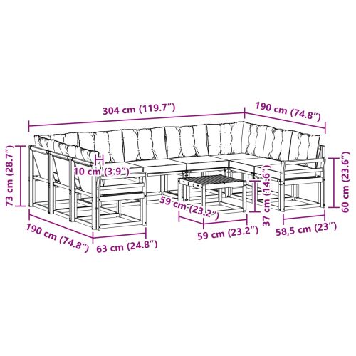 Комплект дивани за открито 30 pcs Естествено и черно