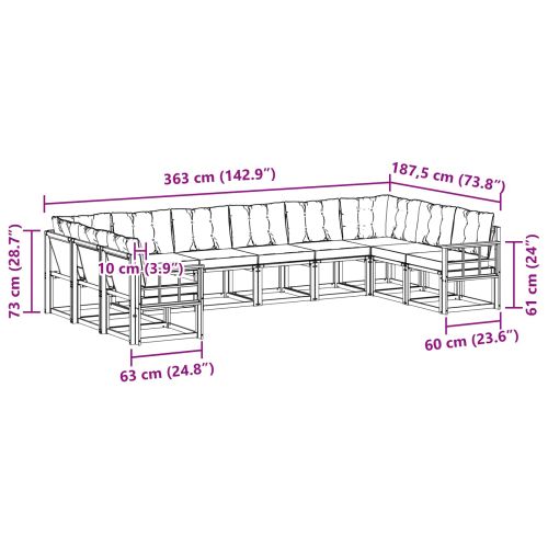 Комплект дивани за открито 10 pcs Натурален и Бежов
