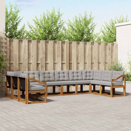 Комплект дивани за открито 10 pcs Естествено и светло сиво