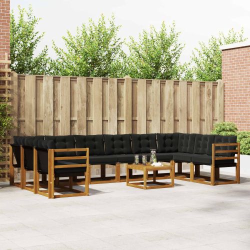 Комплект дивани за открито 11 pcs Естествено и черно