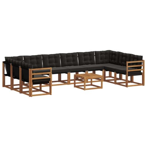 Комплект дивани за открито 11 pcs Естествено и черно