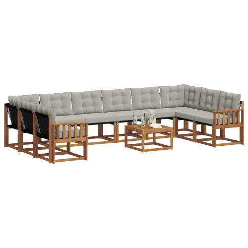 Комплект дивани за открито 11 pcs Естествено и светло сиво