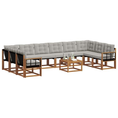 Комплект дивани за открито 11 pcs Естествено и светло сиво