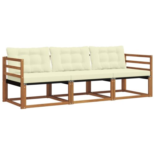 Комплект дивани за открито 3 pcs Натурален и Крема