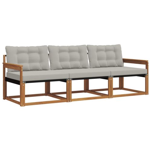 Комплект дивани за открито 3 pcs Естествено и светло сиво