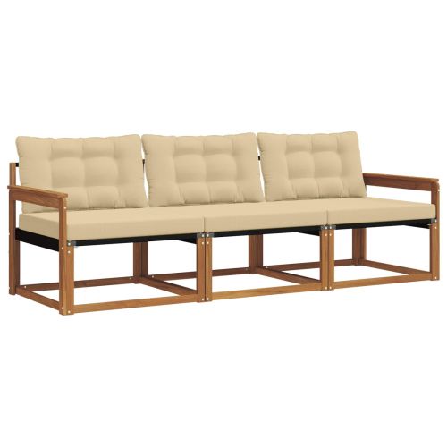 Комплект дивани за открито 3 pcs Натурален и Бежов