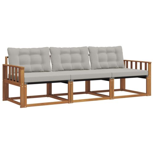 Комплект дивани за открито 3 pcs Естествено и светло сиво