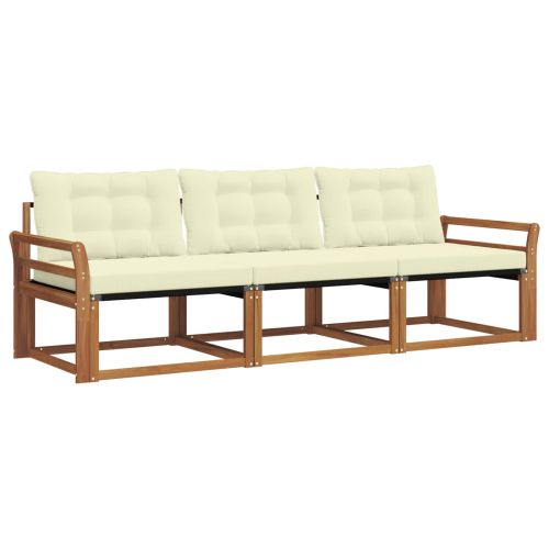 Комплект дивани за открито 3 pcs Натурален и Крема