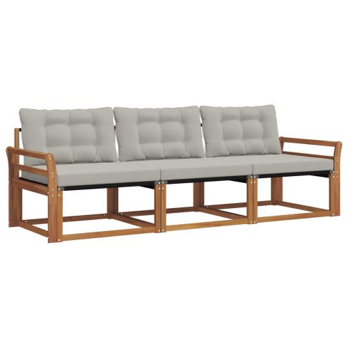 Комплект дивани за открито 3 pcs Естествено и светло сиво