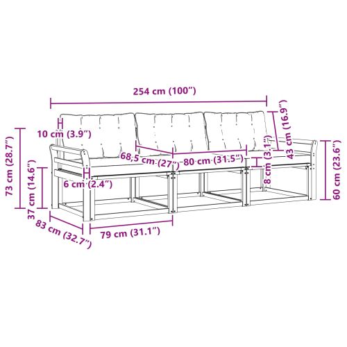 Комплект дивани за открито 3 pcs Естествено и светло сиво