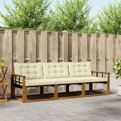 Комплект дивани за открито 3 pcs Натурален и Крема