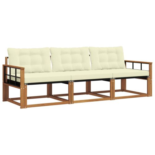 Комплект дивани за открито 3 pcs Натурален и Крема