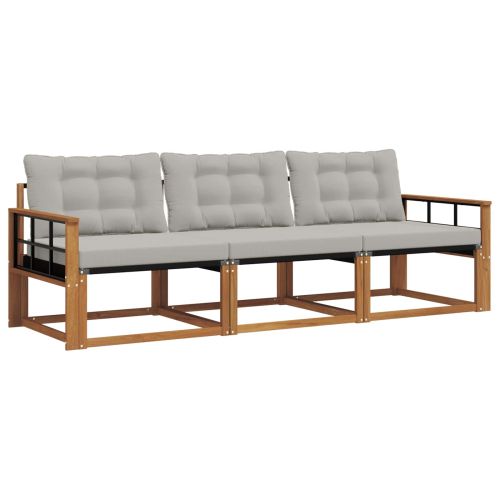 Комплект дивани за открито 3 pcs Естествено и светло сиво