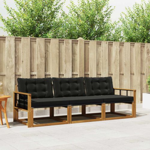 Комплект дивани за открито 3 pcs Естествено и черно