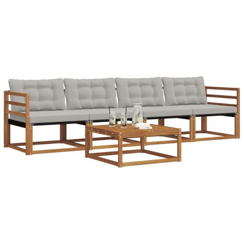 Комплект дивани за открито 5 pcs Естествено и светло сиво