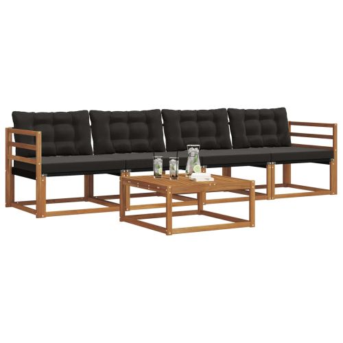 Комплект дивани за открито 5 pcs Естествено и черно