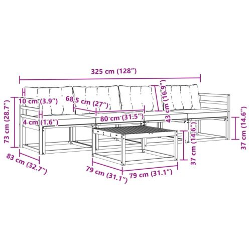 Комплект дивани за открито 5 pcs Естествено и черно