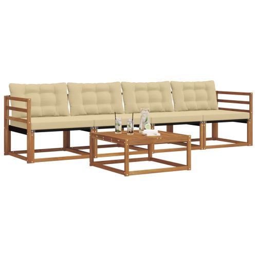 Комплект дивани за открито 5 pcs Натурален и Бежов