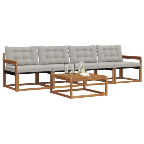 Комплект дивани за открито 5 pcs Естествено и светло сиво