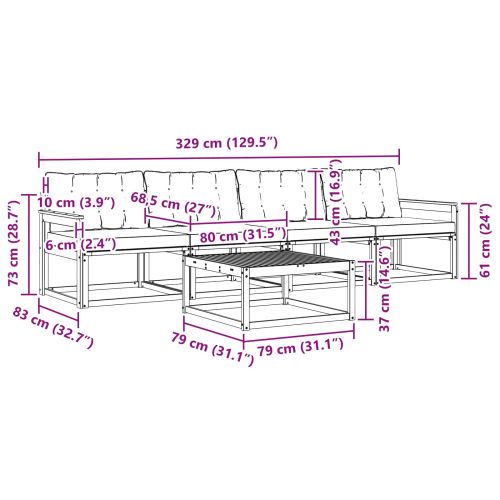 Комплект дивани за открито 5 pcs Естествено и светло сиво
