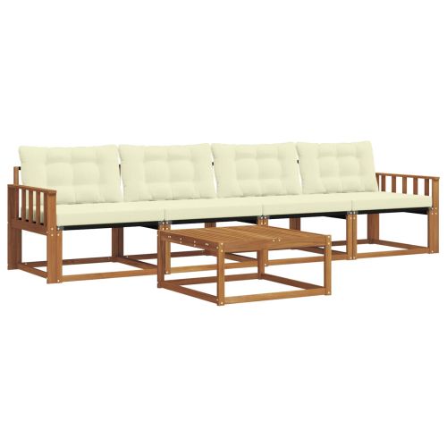 Комплект дивани за открито 5 pcs Натурален и Крема