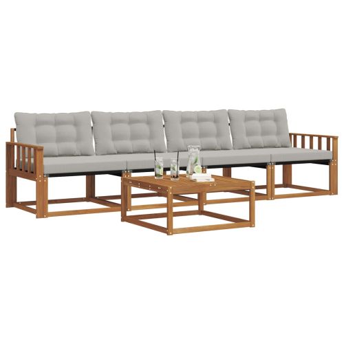 Комплект дивани за открито 5 pcs Естествено и светло сиво