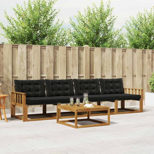 Комплект дивани за открито 5 pcs Естествено и черно