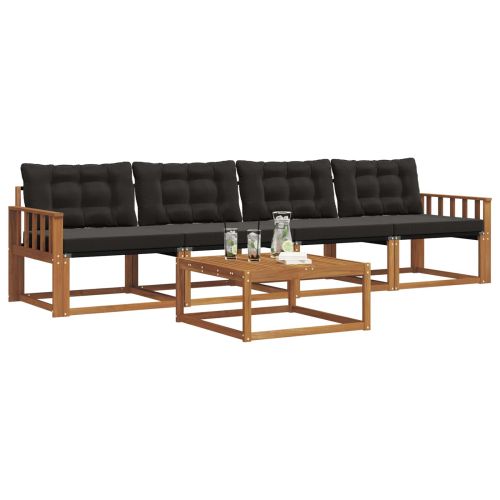 Комплект дивани за открито 5 pcs Естествено и черно